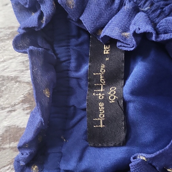 House Of Harlow Revolve Valencia Navy & Gold Dot Flutter Mini Dress SzXS - Picture 4 of 9
